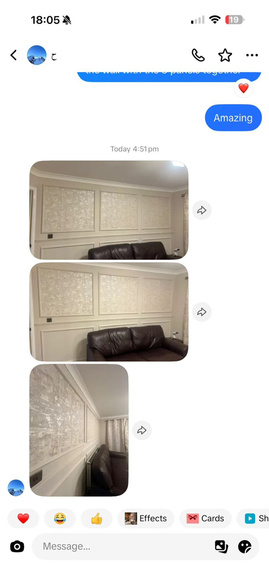 Three wall panels installed by a community member
